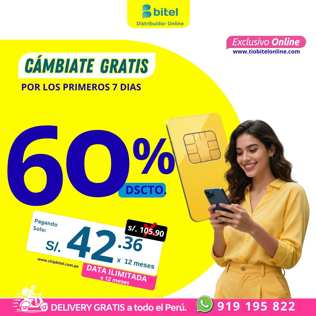 ilimitado 105.90 bitel portabilidad